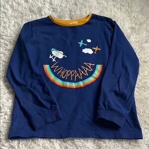 Cotton Kids Blue Long Sleeve Pajama Top with Fun Print